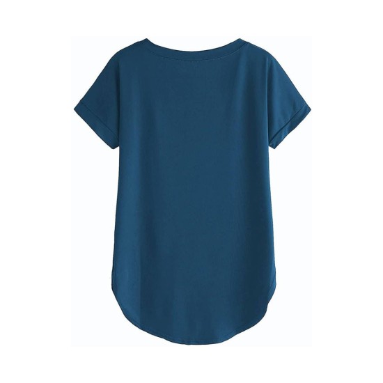 Women Solid Round Neck Cotton  T-Shirt